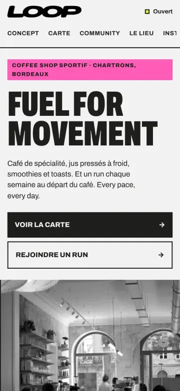 Site LOOP Coffee sur mobile