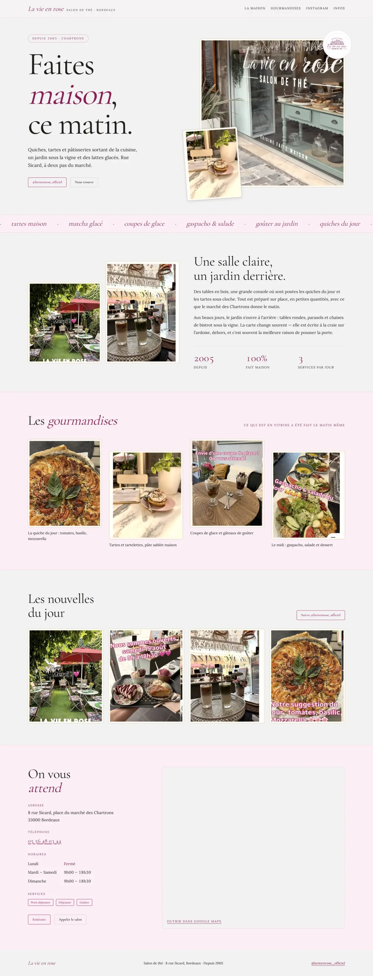 Site La vie en rose, Salon de thé · marché des Chartrons
